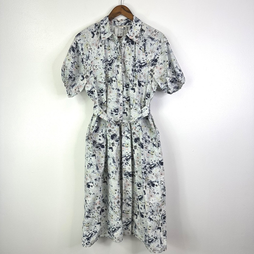 Jason Wu Blurred Poplin Belted Shirt Dress Blue Size 4 - Picture 2 of 9